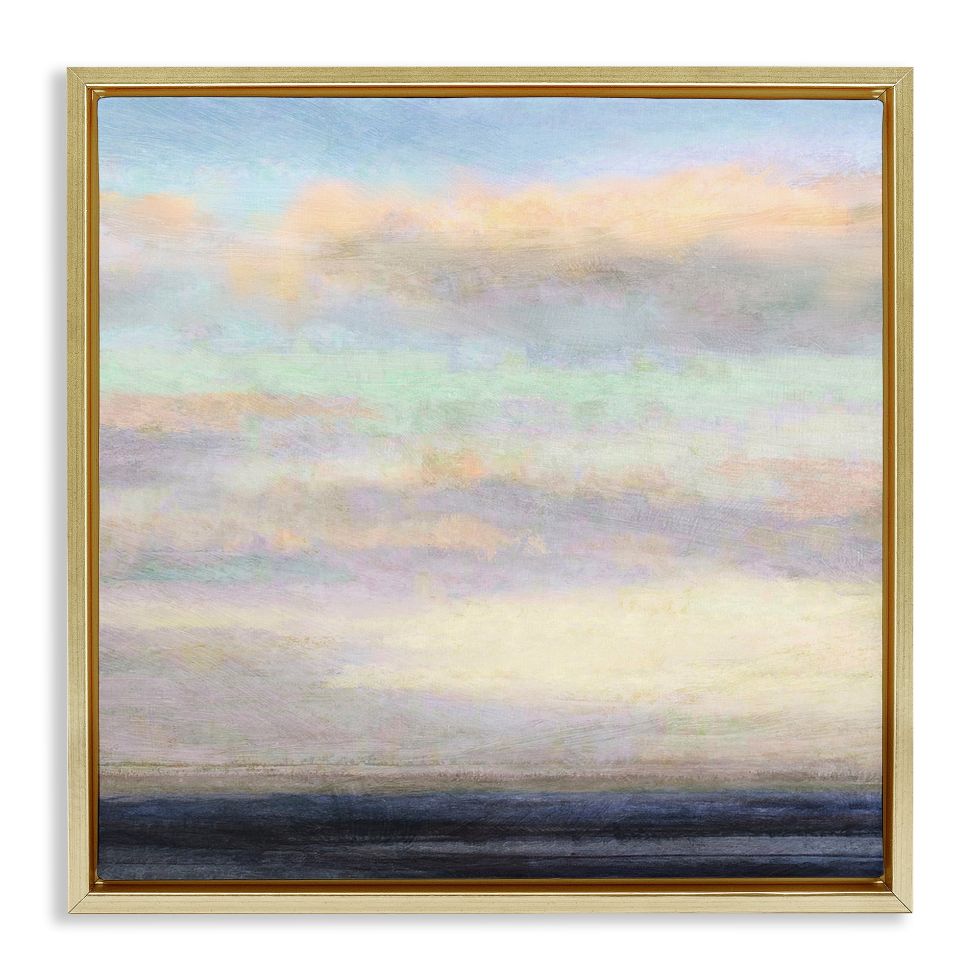 Stupell Industries Cloudy Abstract Bay Scene Coastal Painting Gold Floater Framed Canvas Art Print Wall Art, 18 x 18