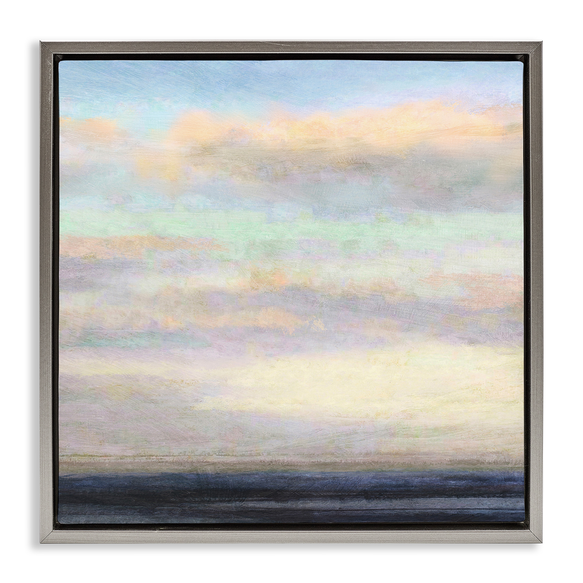 Stupell Industries Cloudy Abstract Bay Scene Coastal Painting Gray Floater Framed Canvas Art Print Wall Art, 18 x 18
