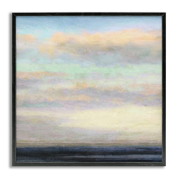 Stupell Industries Cloudy Abstract Bay Scene Coastal Painting Gray Framed Art Print Wall Art, 12 x 12