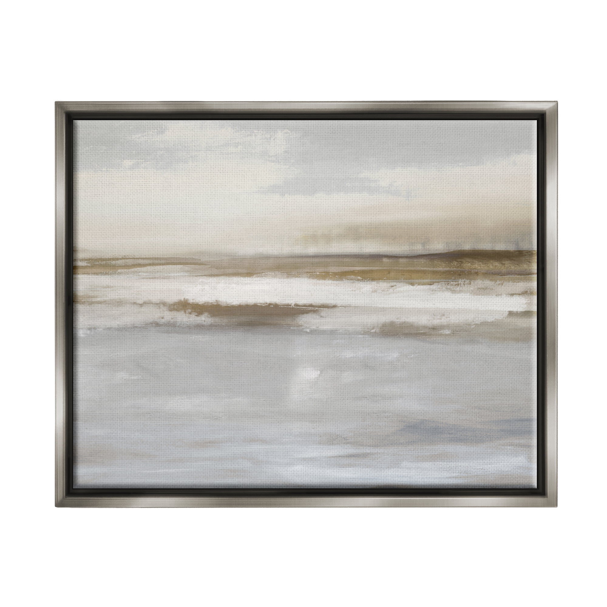 Stupell Industries Cloudy Abstract Landscape Landscape Painting Gray Floater Framed Canvas Art Print Wall Art, 31 x 25