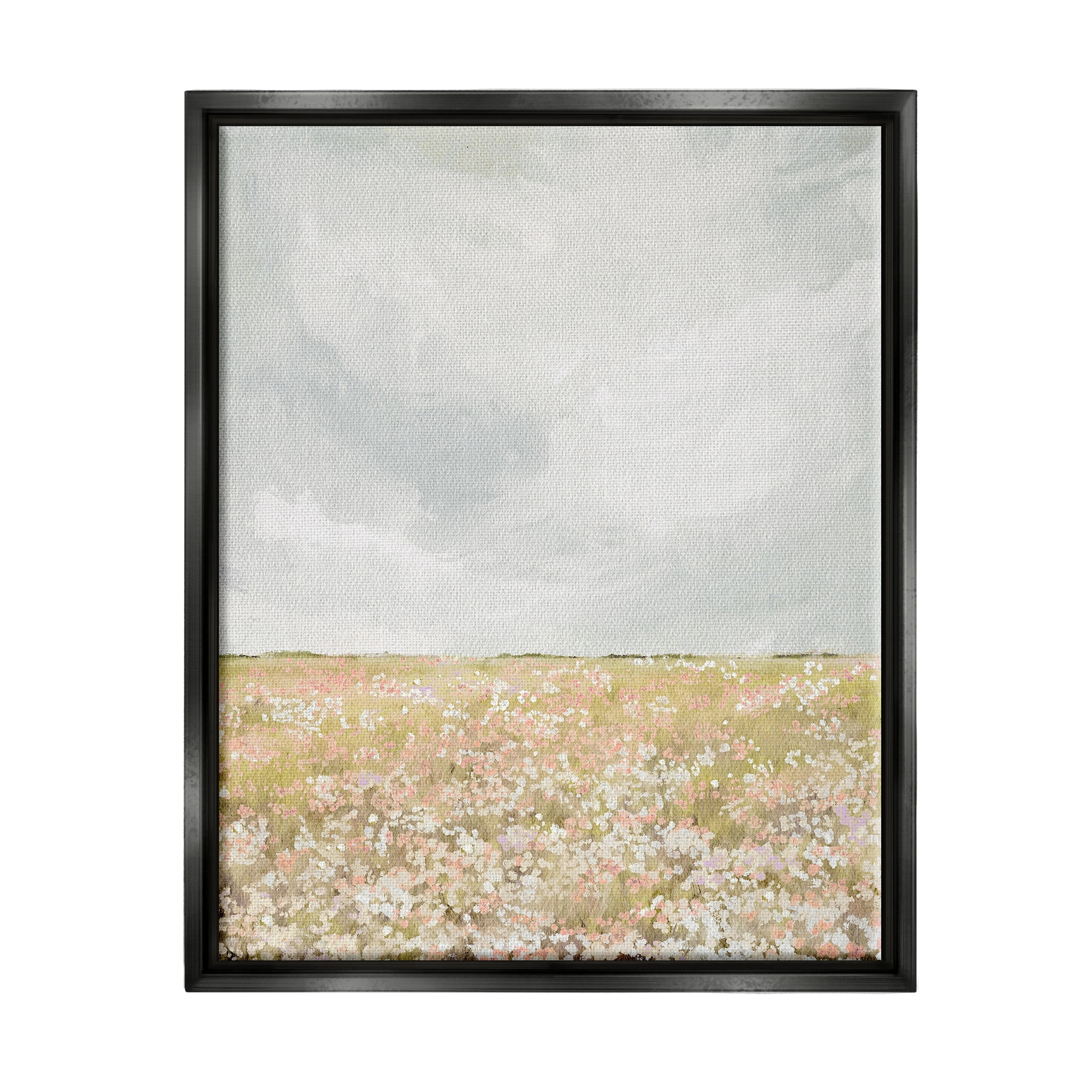 Stupell Industries Cloudy Abstract Meadow Landscape Painting Black Floater Framed Canvas Art Print Wall Art, 17 x 21