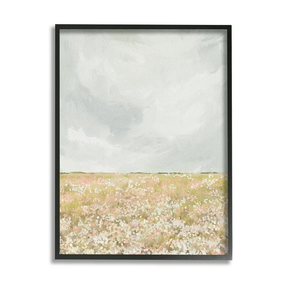 Stupell Industries Cloudy Abstract Meadow Landscape Painting Black Framed Art Print Wall Art, 11 x 14