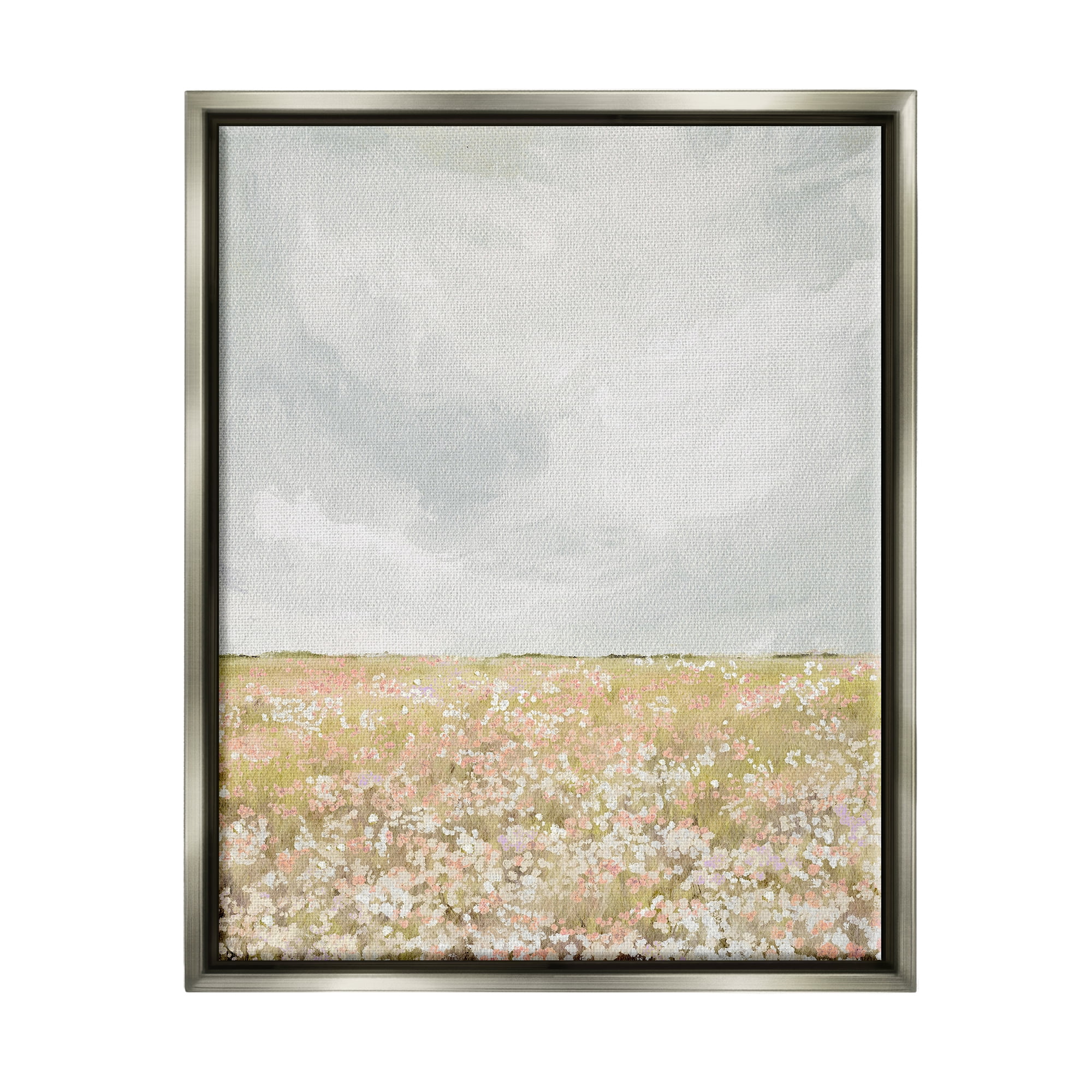 Stupell Industries Cloudy Abstract Meadow Landscape Painting Gray Floater Framed Canvas Art Print Wall Art, 17 x 21