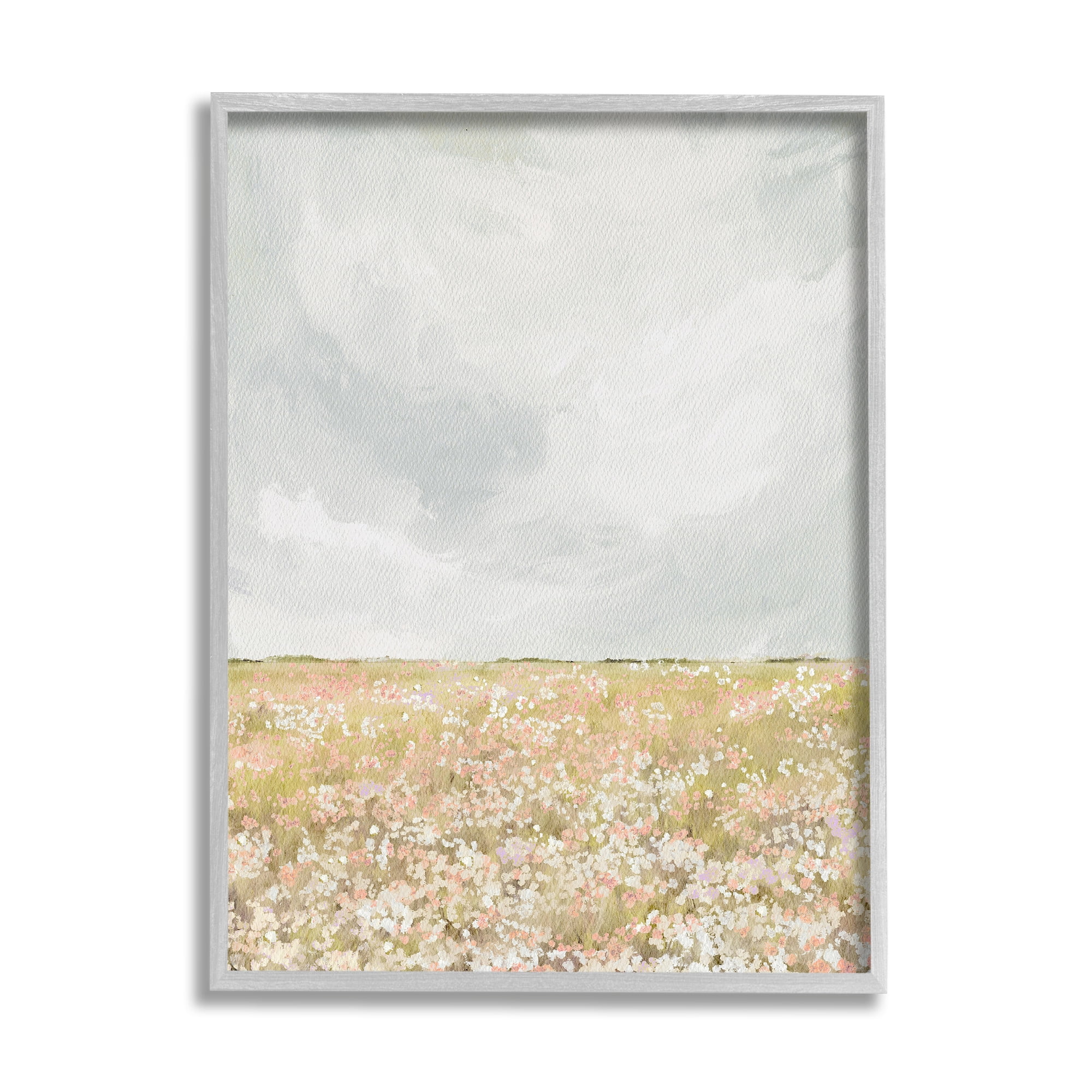 Stupell Industries Cloudy Abstract Meadow Landscape Painting Gray Framed Art Print Wall Art, 24 x 30