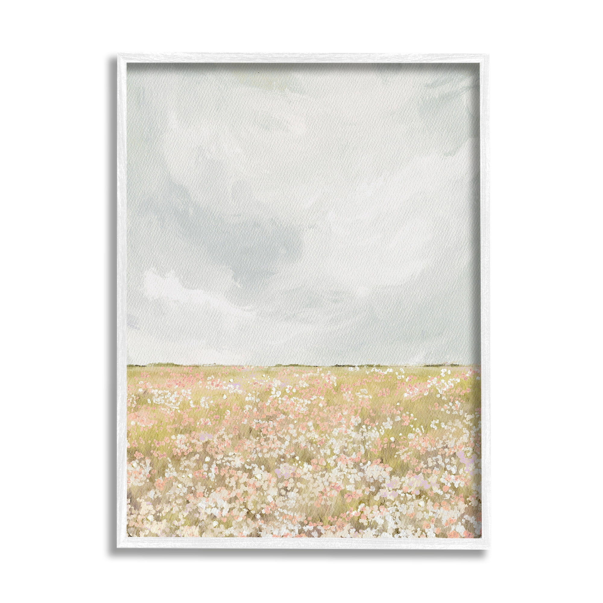 Stupell Industries Cloudy Abstract Meadow Landscape Painting White Framed Art Print Wall Art, 16 x 20