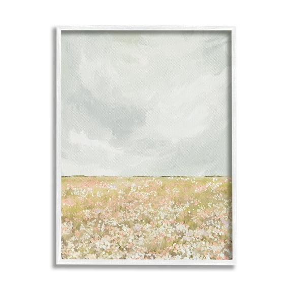 Stupell Industries Cloudy Abstract Meadow Landscape Painting White Framed Art Print Wall Art, 16 x 20