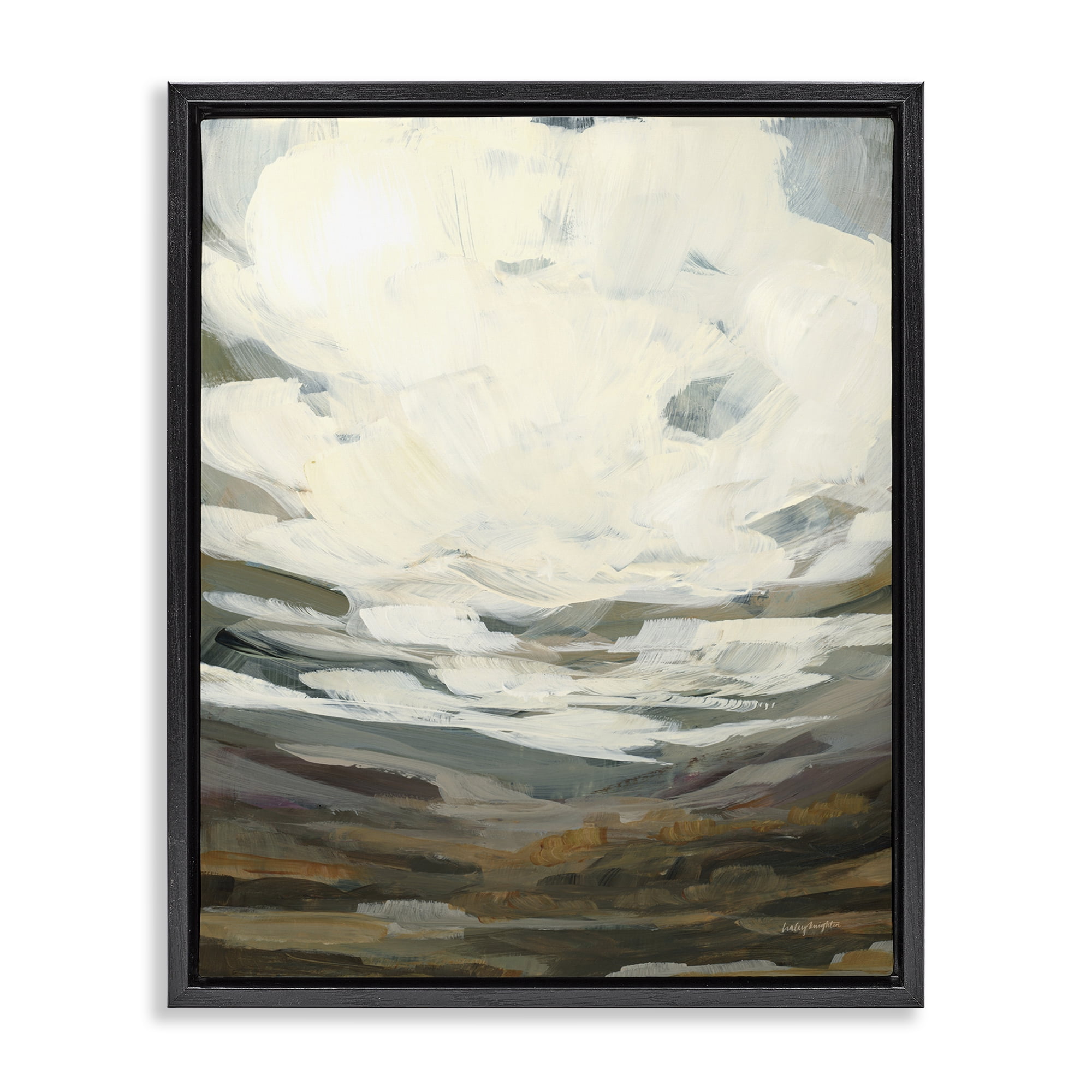 Stupell Industries Cloudy Abstract View Landscape Painting Black Floater Framed Art Print Wall Art, 25 x 31