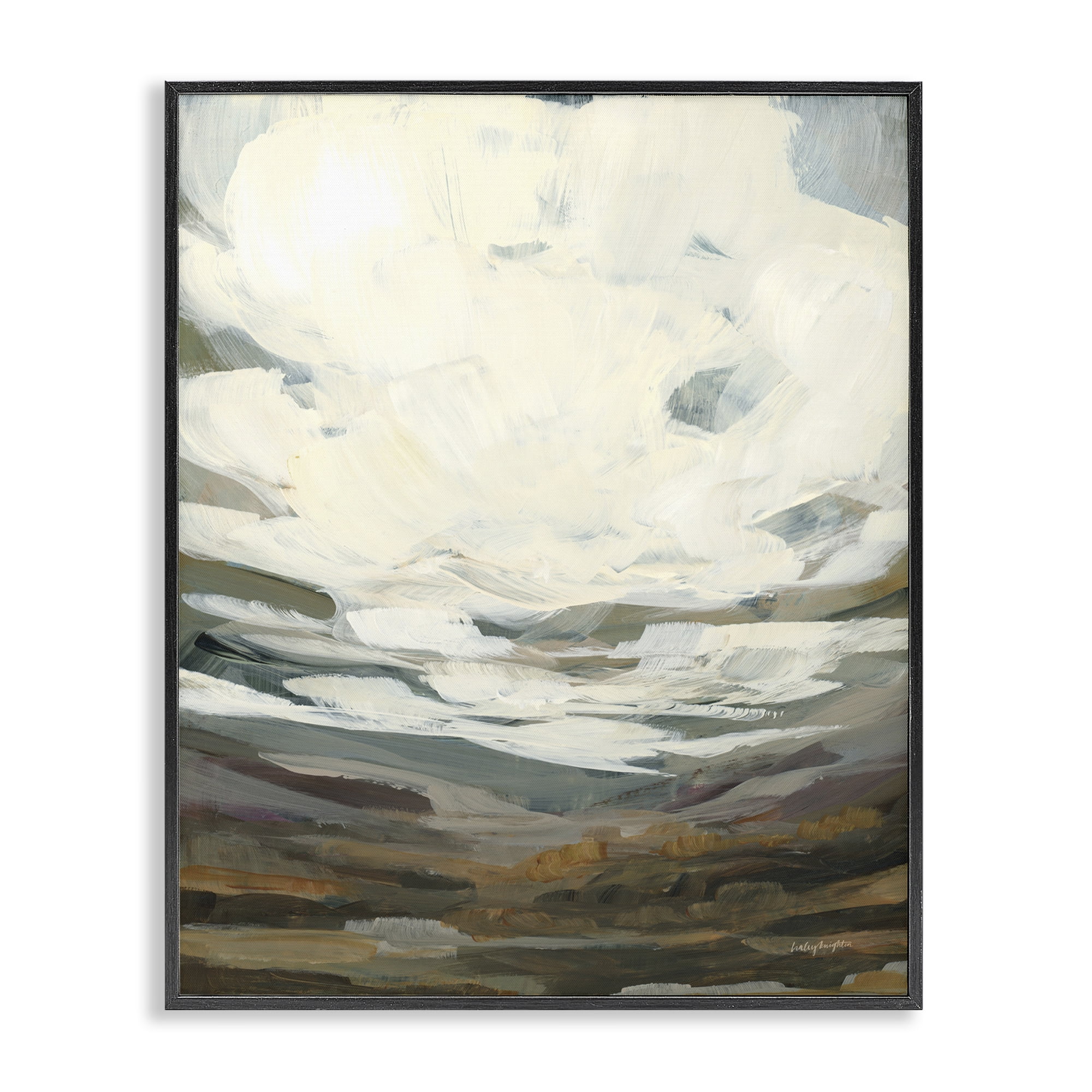 Stupell Industries Cloudy Abstract View Landscape Painting Black Framed Art Print Wall Art, 24 x 30
