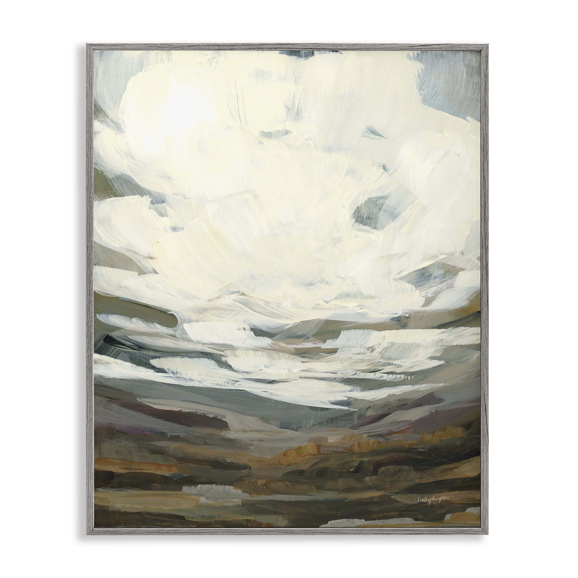 Stupell Industries Cloudy Abstract View Landscape Painting Gray Framed Art Print Wall Art, 16 x 20