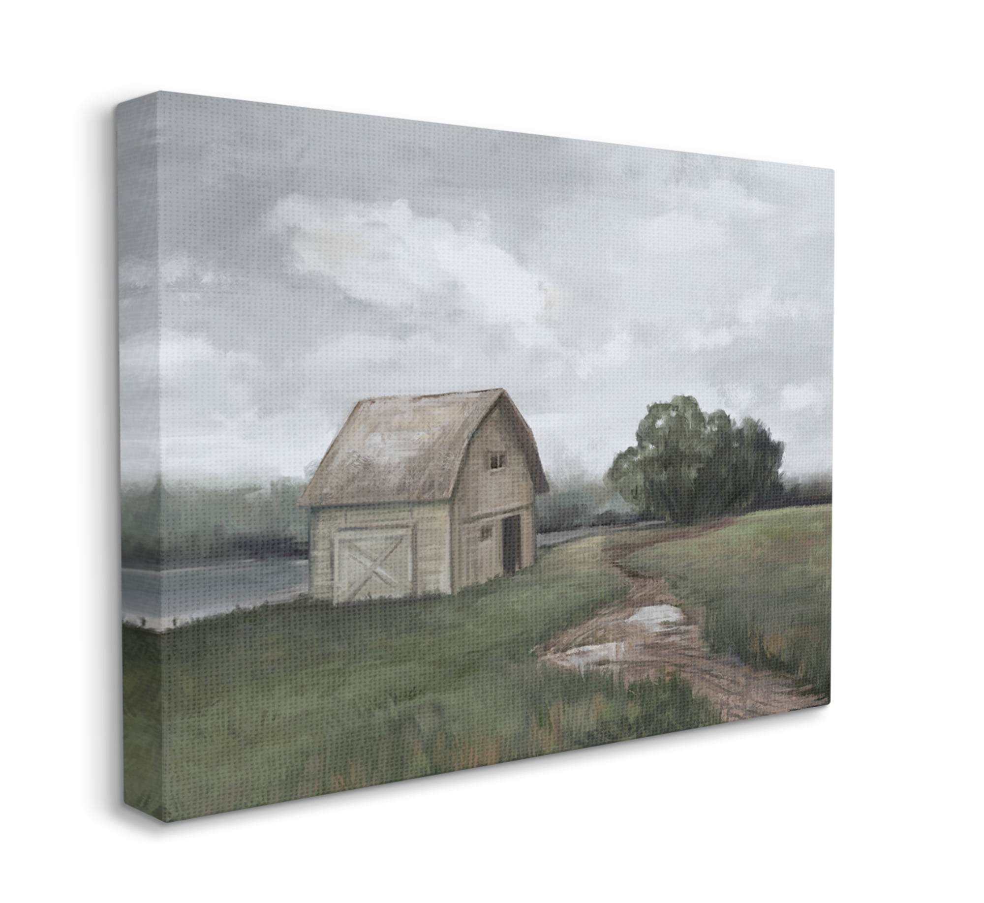 Stupell Industries Cloudy Barn Side Landscape Darkened Meadow Canvas Wall Art, 30 x 40, Design by Ziwei Li