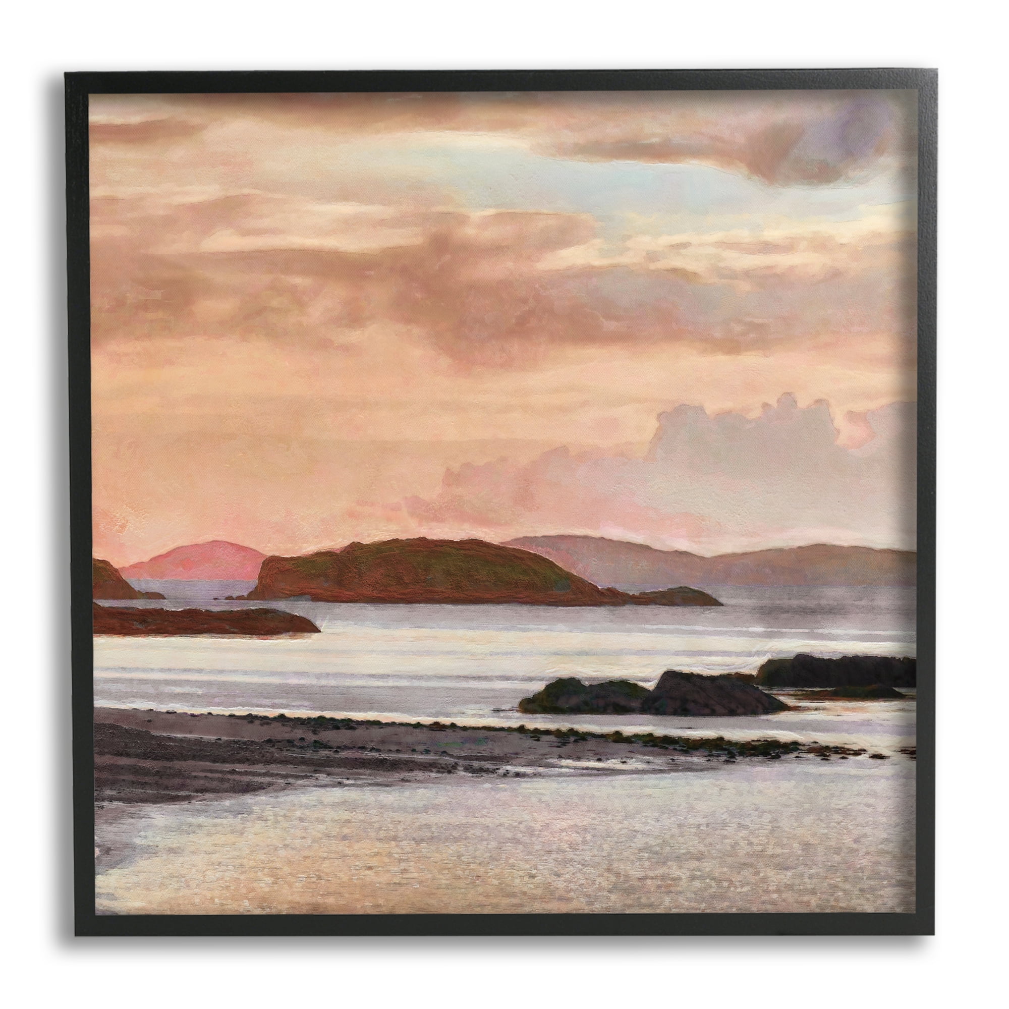 Stupell Industries Cloudy Beach Atmosphere Landscape Painting Black Framed Art Print Wall Art, 17 x 17