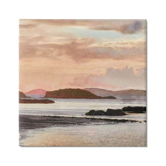 Stupell Industries Cloudy Beach Atmosphere Landscape Painting Gallery Wrapped Canvas Art Print Wall Art, 17 x 17