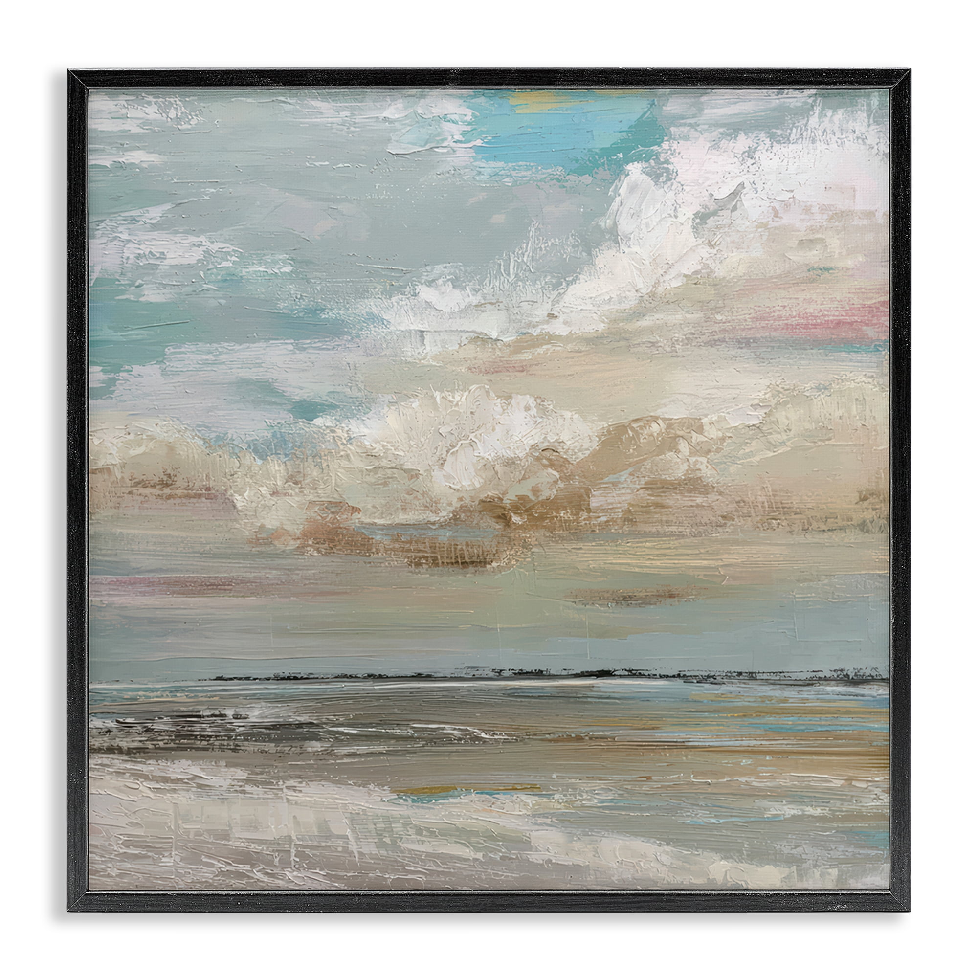 Stupell Industries Cloudy Beach Brushstrokes Black Framed Giclee Art, design by Kim Curinga