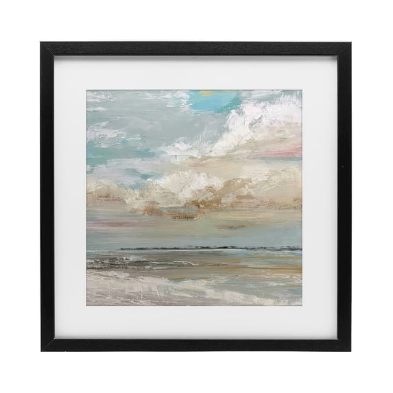 Stupell Industries Transitional Cloudy Beach Brushstrokes Black Framed Print Under Glass, 16 x 16, by Kim Curinga