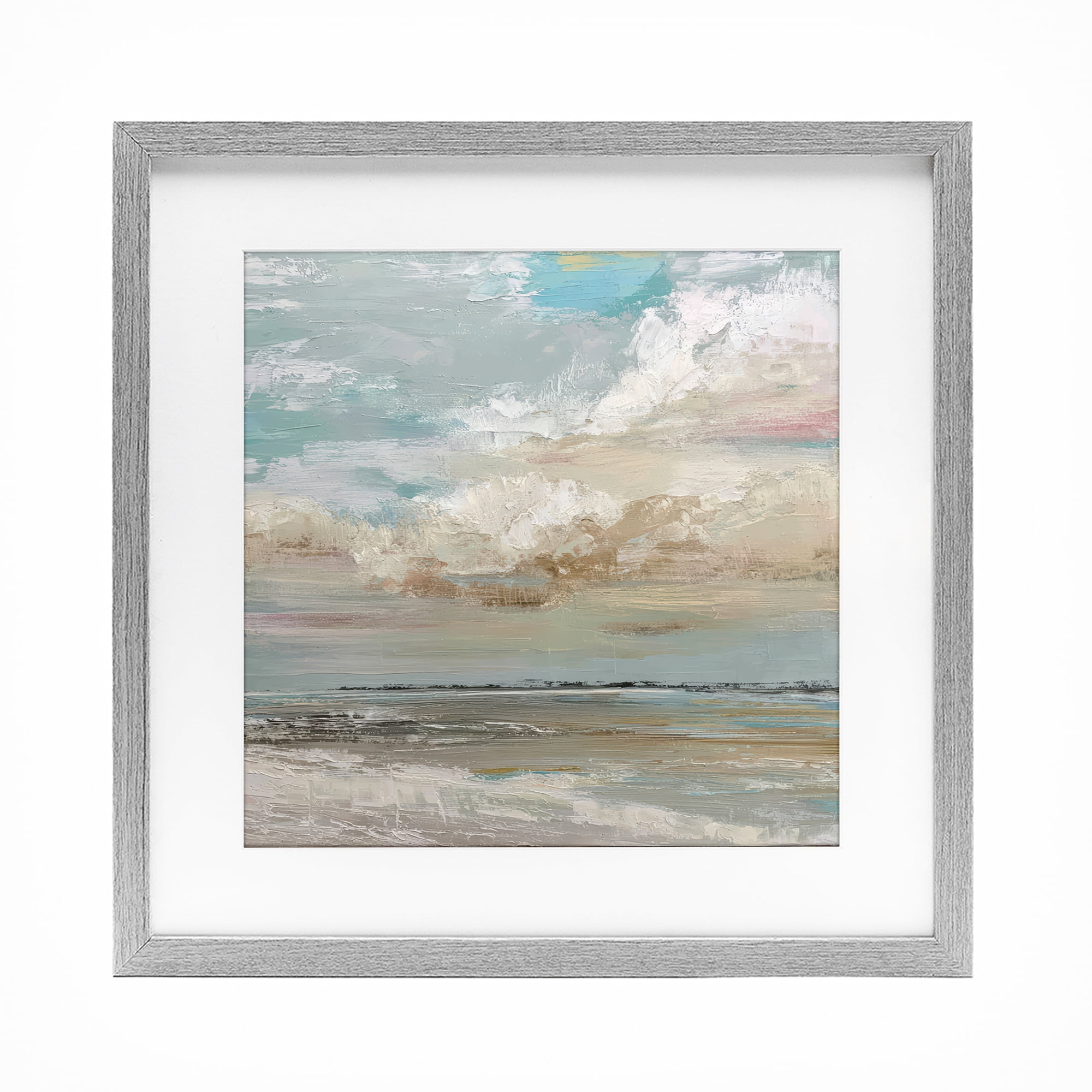 Stupell Industries Cloudy Beach Brushstrokes Gray Framed Print Under Glass, design by Kim Curinga