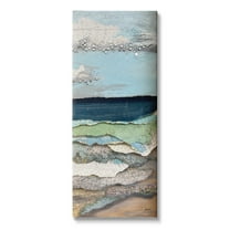 Stupell Industries Cloudy Beach Shore Landscape Layered Ephemera Collage Painting Gallery Wrapped Canvas Print Wall Art, Design by Stacy Gresell