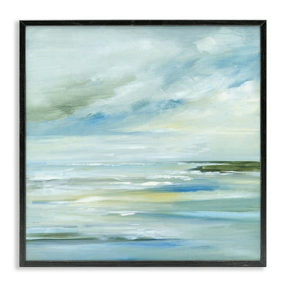 Stupell Industries Cloudy Blue Beach Impression Landscape & Nature Painting Black Framed Art Print Wall Art, 12 x 12