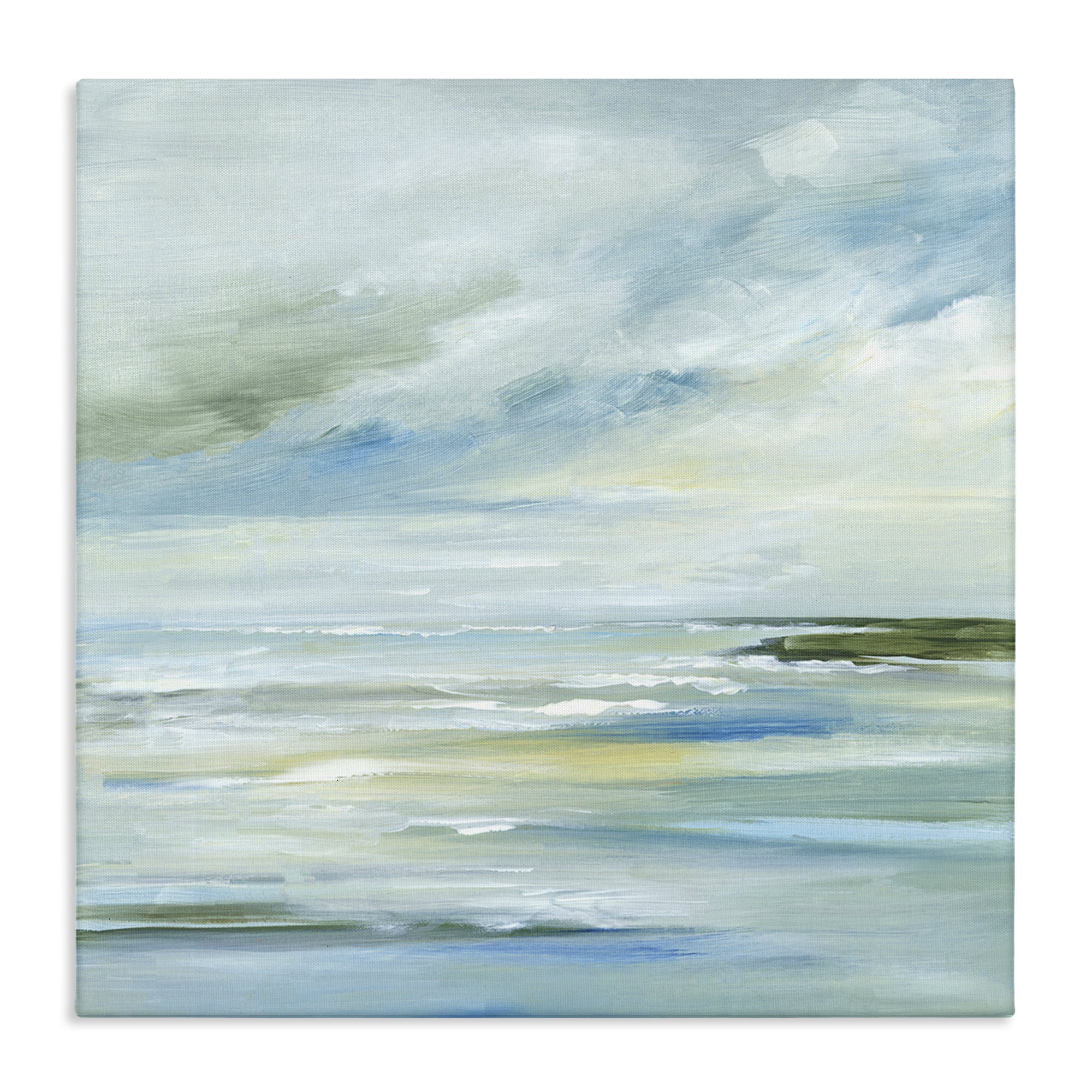 Stupell Industries Cloudy Blue Beach Impression Landscape & Nature Painting Wrapped Canvas Art Print Wall Art, 30 x 30