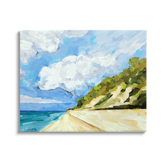 Stupell Industries Cloudy Coastal Cliffs Painting Coastal Painting Gallery Wrapped Canvas Print Wall Art