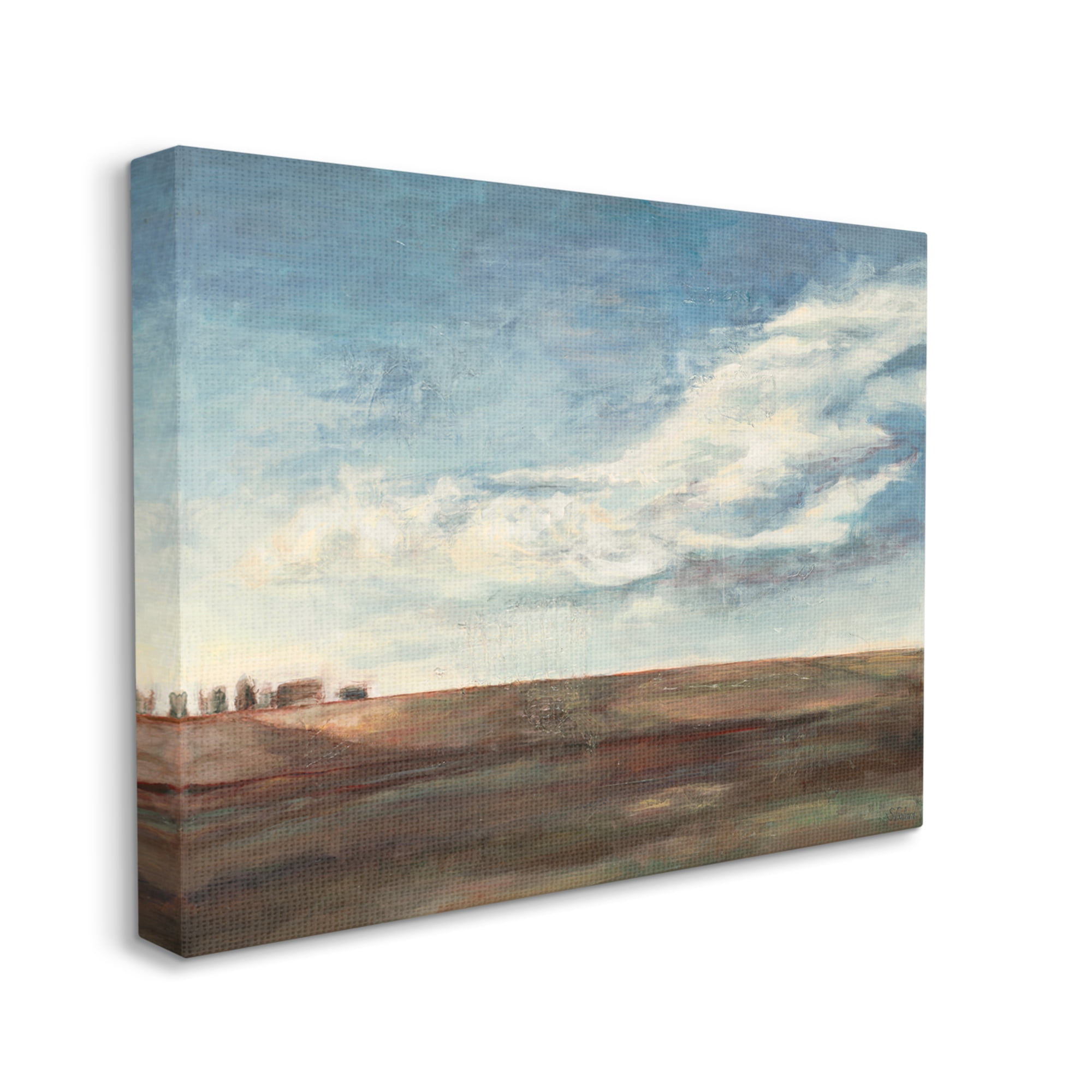 Stupell Industries Cloudy Country Landscape Distant Town Earth Tones,16 x 20,Designed by Stacy Pollard