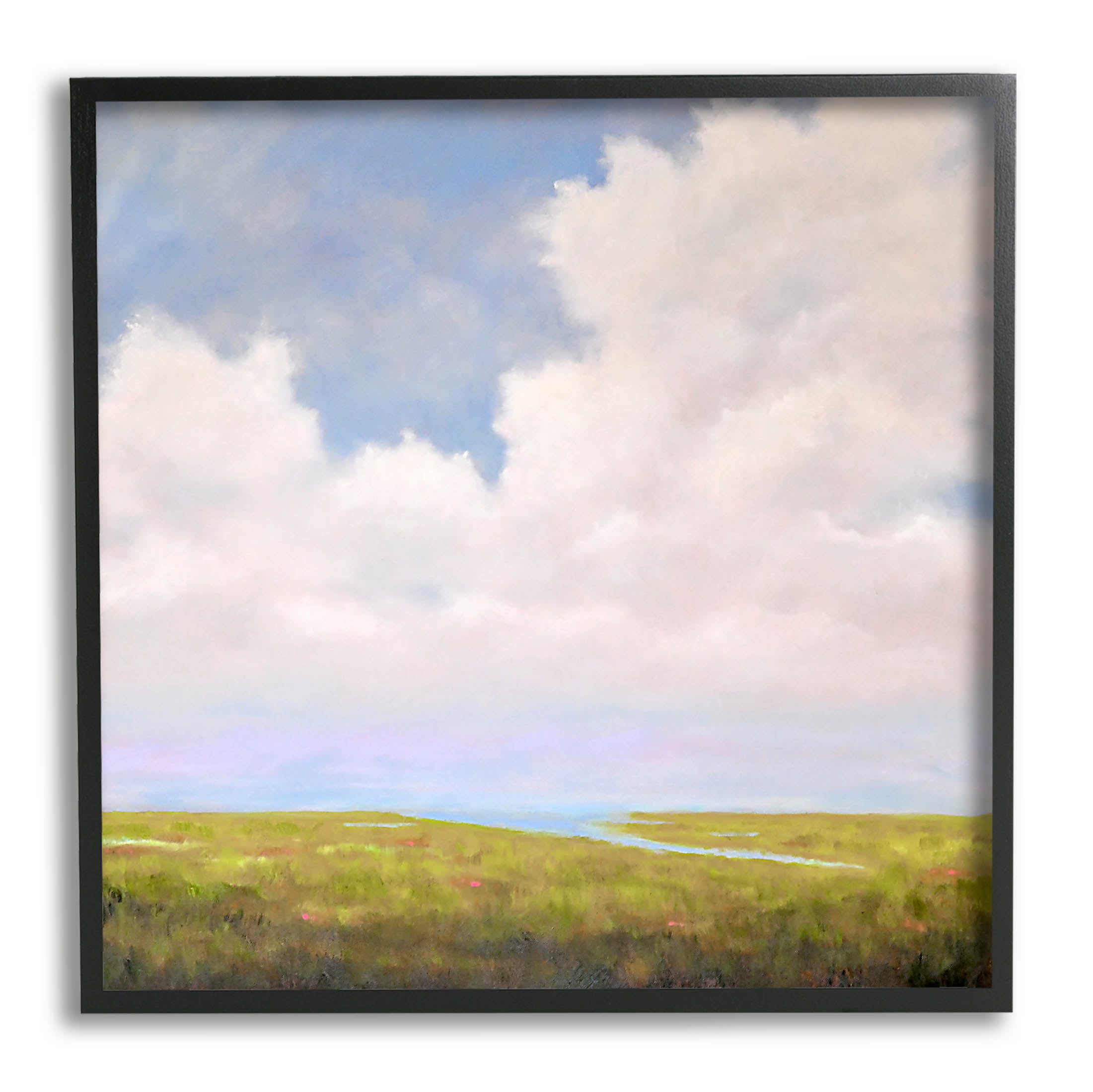 Stupell Industries Cloudy Countryside Bay Inlet Stream Painting Black Framed Art Print Wall Art, Design by Catherine Andersen