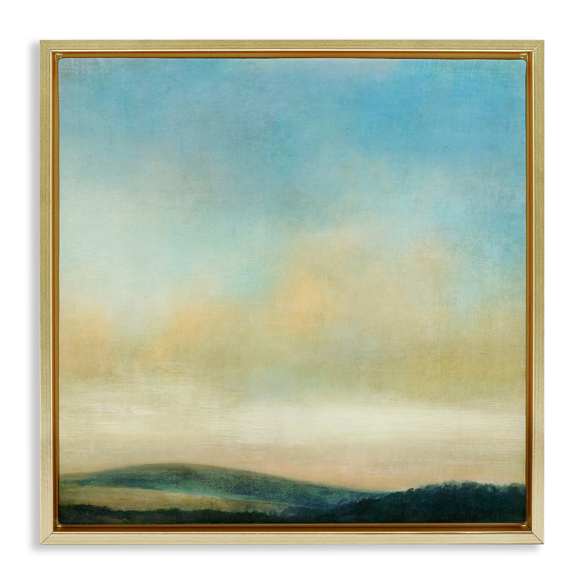 Stupell Industries Cloudy Countryside Fields Landscape & Nature Painting Gold Floater Framed Canvas Art Print Wall Art, 18 x 18