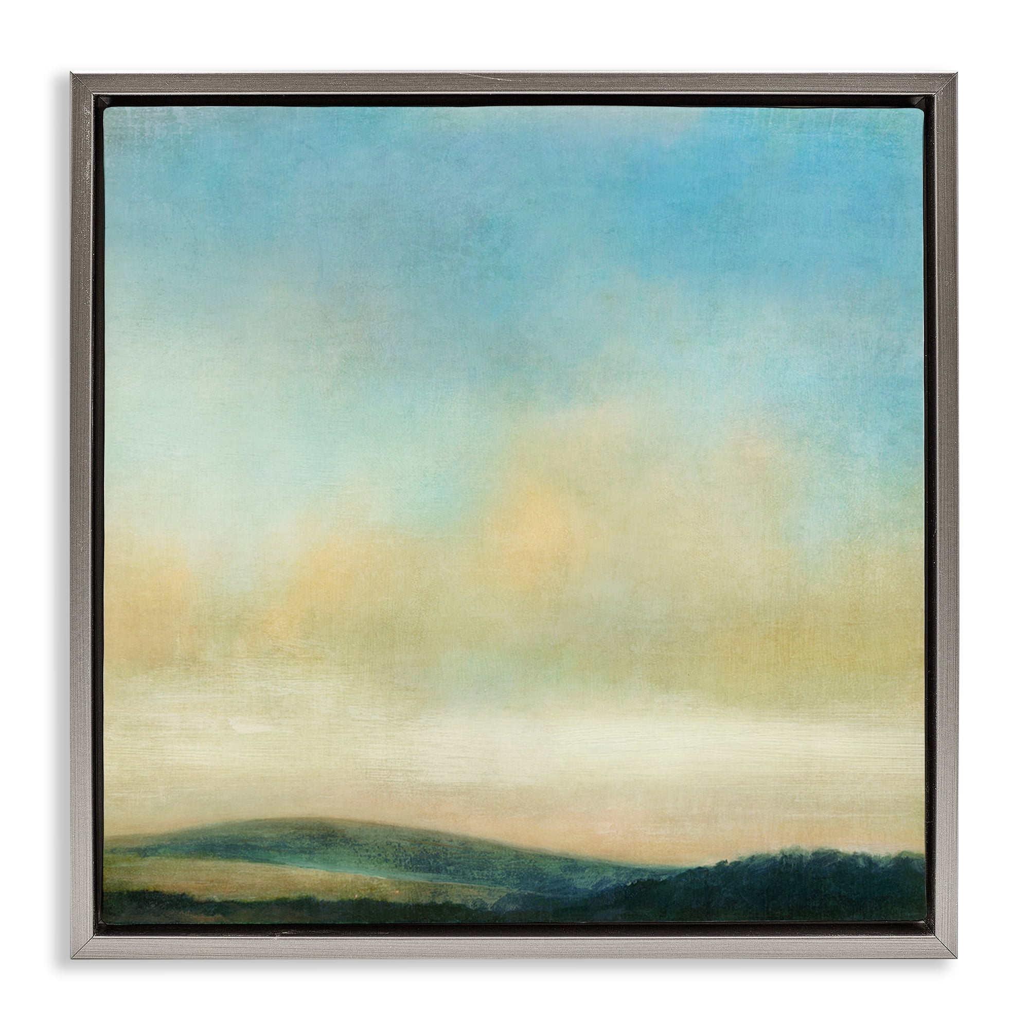 Stupell Industries Cloudy Countryside Fields Landscape & Nature Painting Gray Floater Framed Canvas Art Print Wall Art, 25 x 25