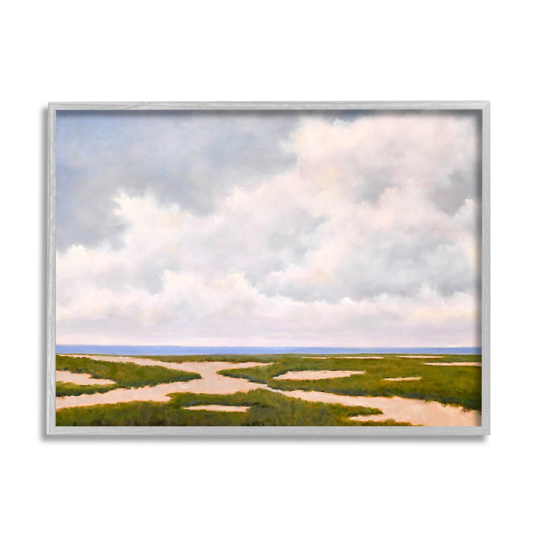 Stupell Industries Cloudy Distant Beach Horizon Painting Gray Framed Art Print Wall Art, Design by Catherine Andersen