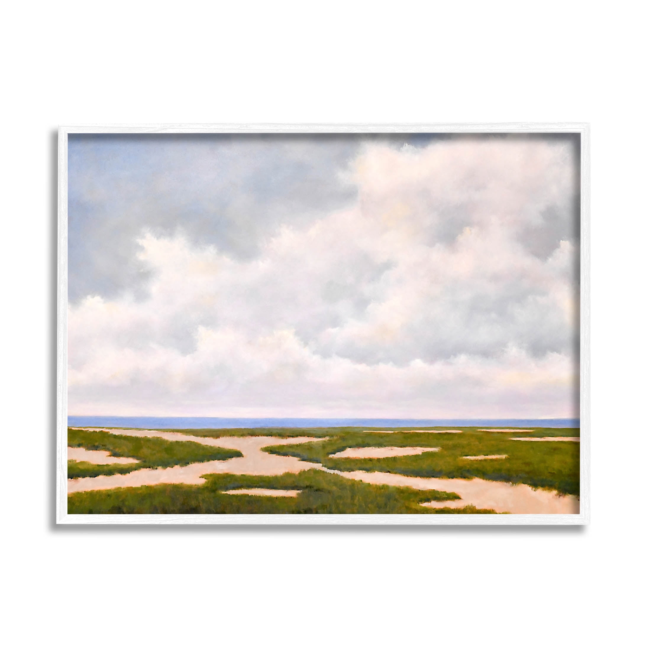 Stupell Industries Cloudy Distant Beach Horizon Painting White Framed Art Print Wall Art, Design by Catherine Andersen