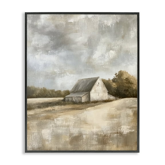 Stupell Industries Cloudy Farm Landscape Landscape & Nature Painting Black Framed Art Print Wall Art, 11 x 14