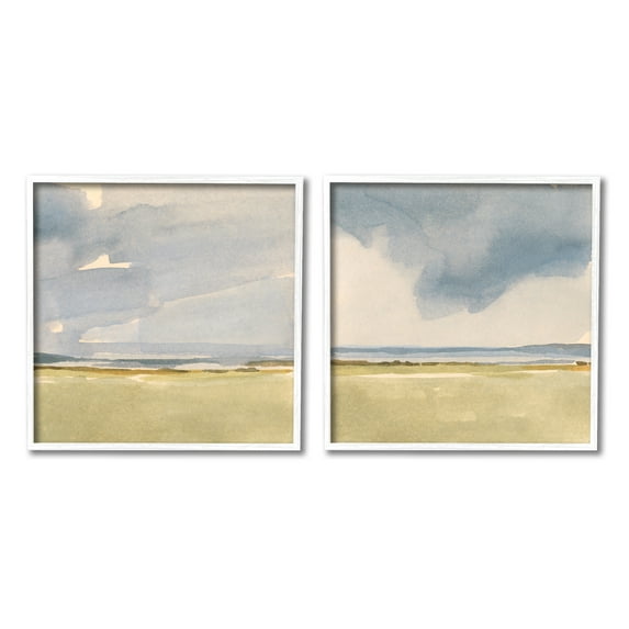 Stupell Industries Cloudy Field Nature Landscape Watercolor Collage , 12 x 12, Design by Victoria Barnes