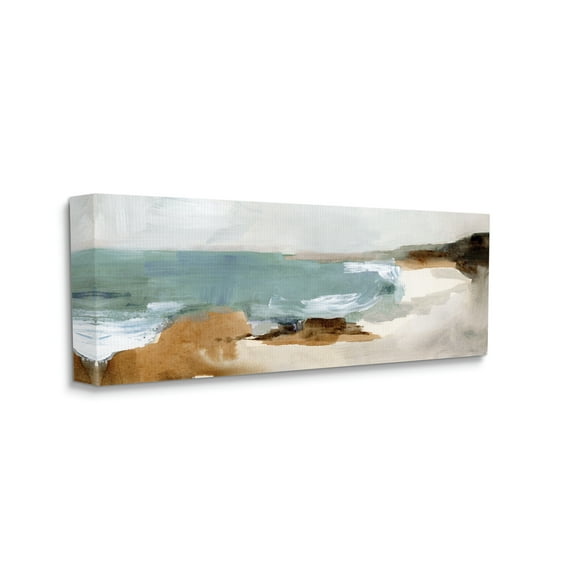 Stupell Industries Cloudy Grey Beach Landscape Abstraction Crashing Waves, 10 x 24, Designed by Victoria Barnes