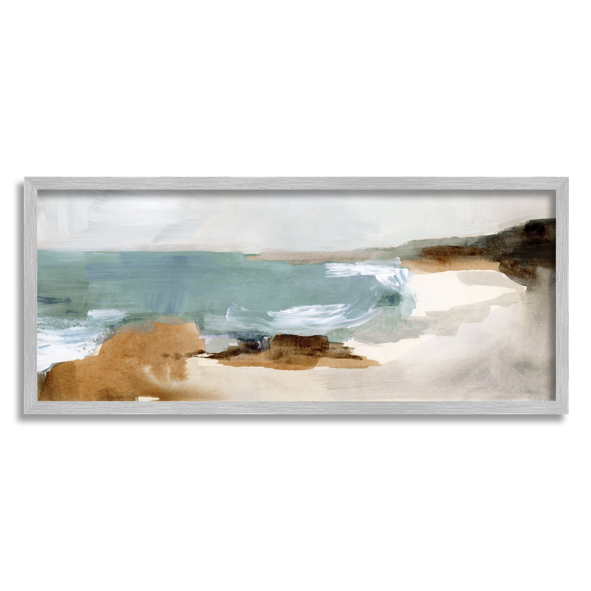 Stupell Industries Cloudy Grey Beach Landscape Abstraction Crashing Waves, 13 x 30, Designed by Victoria Barnes