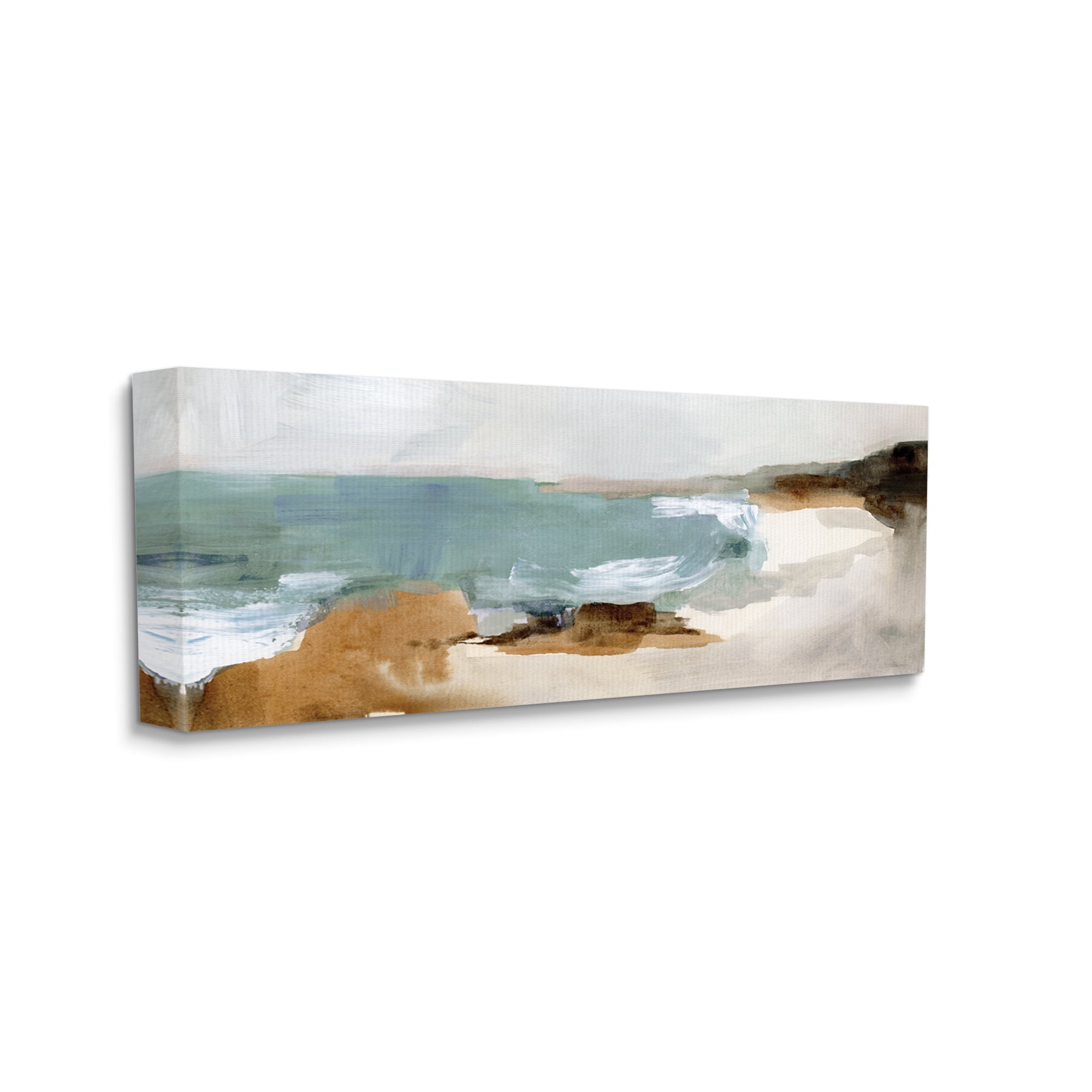 Stupell Industries Cloudy Grey Beach Landscape Abstraction Crashing Waves, 20 x 48, Designed by Victoria Barnes