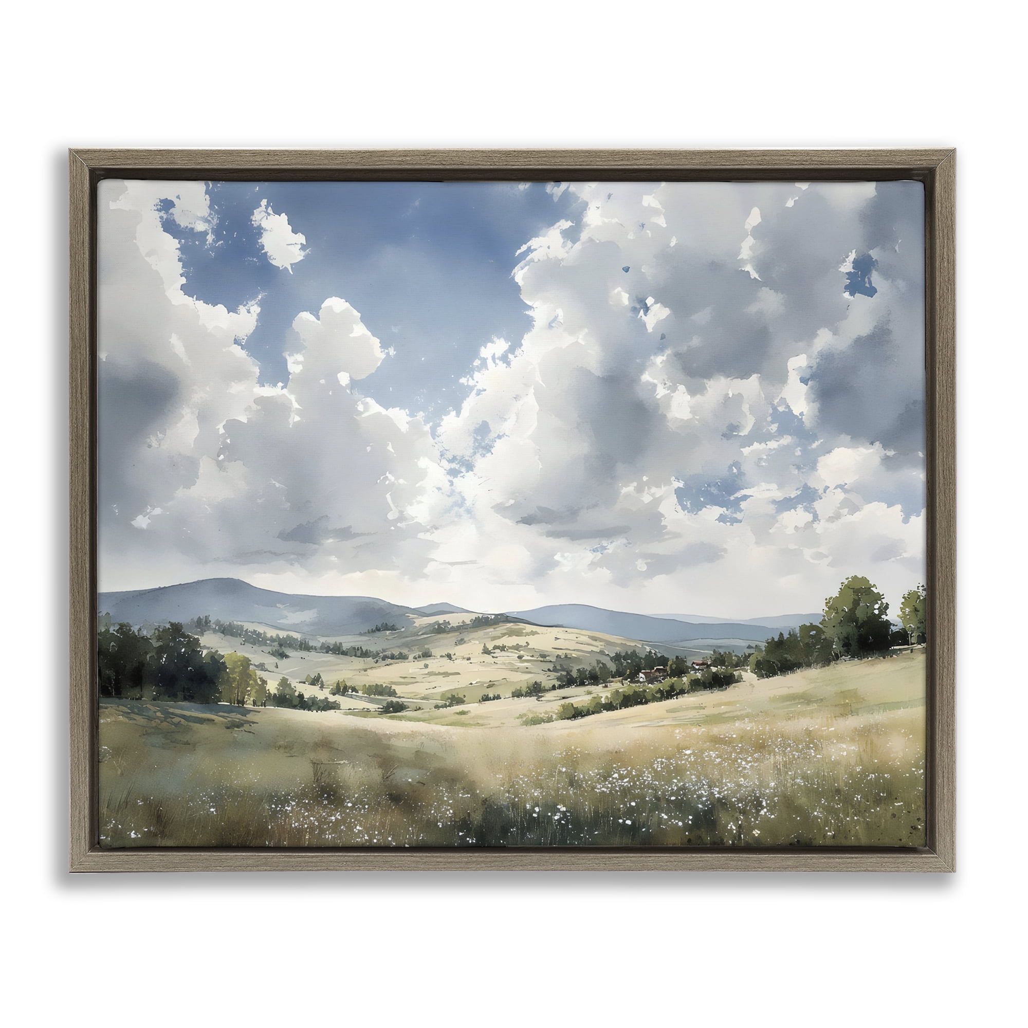 Stupell Industries Cloudy Hills Meadow Brown Framed Floater Canvas Wall Art, design by Franklyn Gregory
