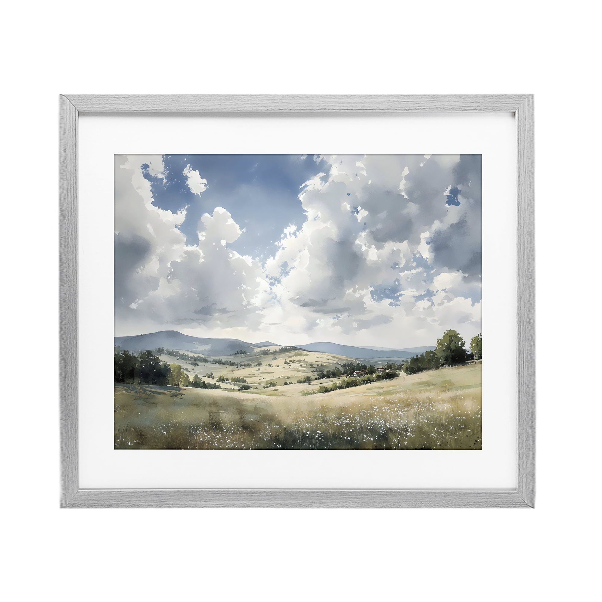 Stupell Industries Cloudy Hills Meadow Gray Framed Print Under Glass, design by Franklyn Gregory