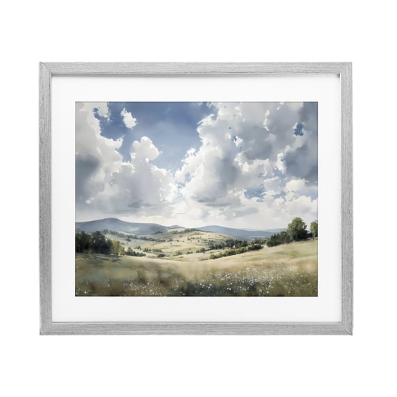 Stupell Industries Traditional Cloudy Hills Meadow Gray Framed Print Under Glass, 21 x 17, by Franklyn Gregory