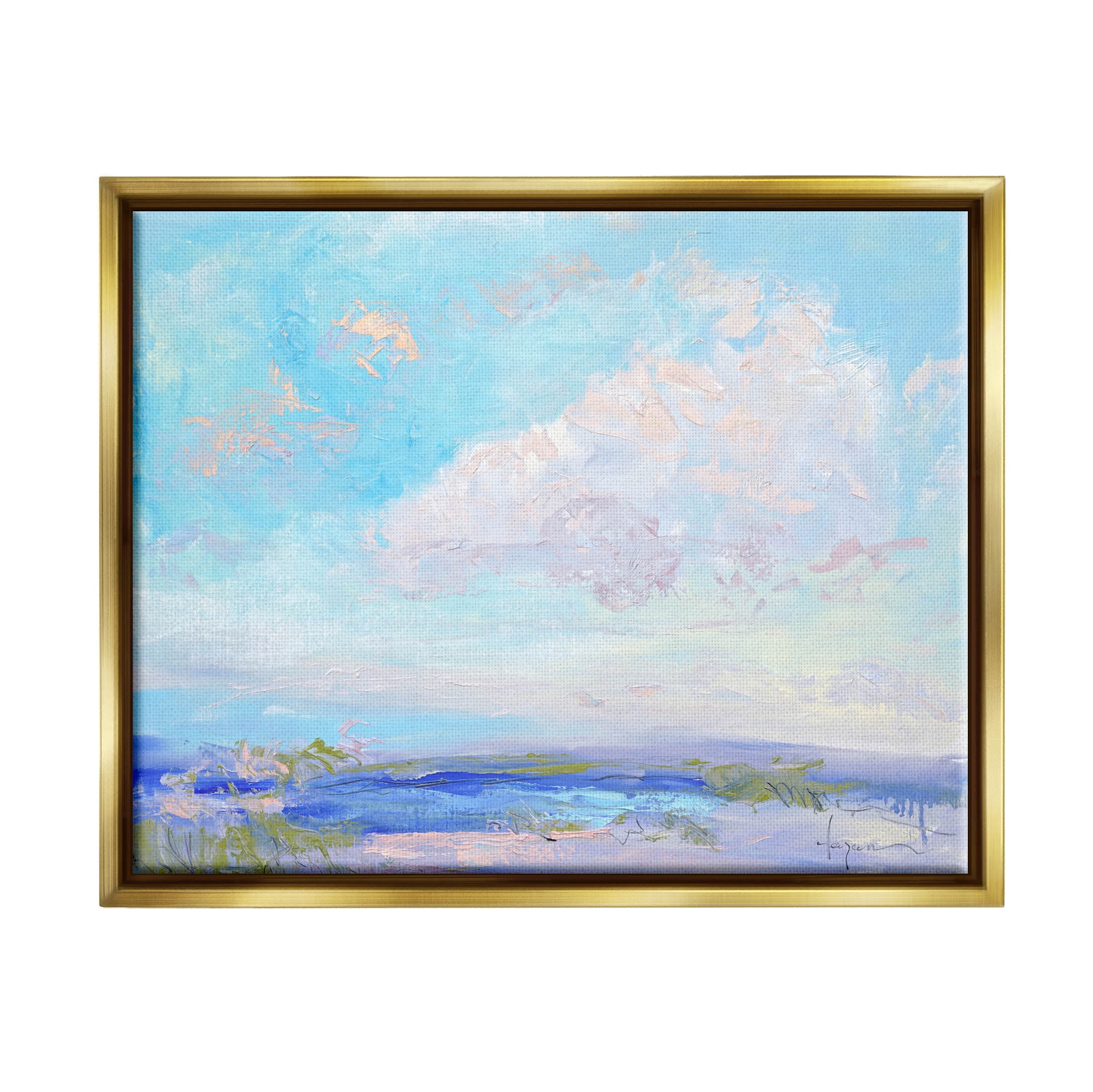 Stupell Industries Cloudy Impressionist Nature Landscape Painting Metallic Gold Floating Framed Canvas Print Wall Art, Design by Dorothy Fagan
