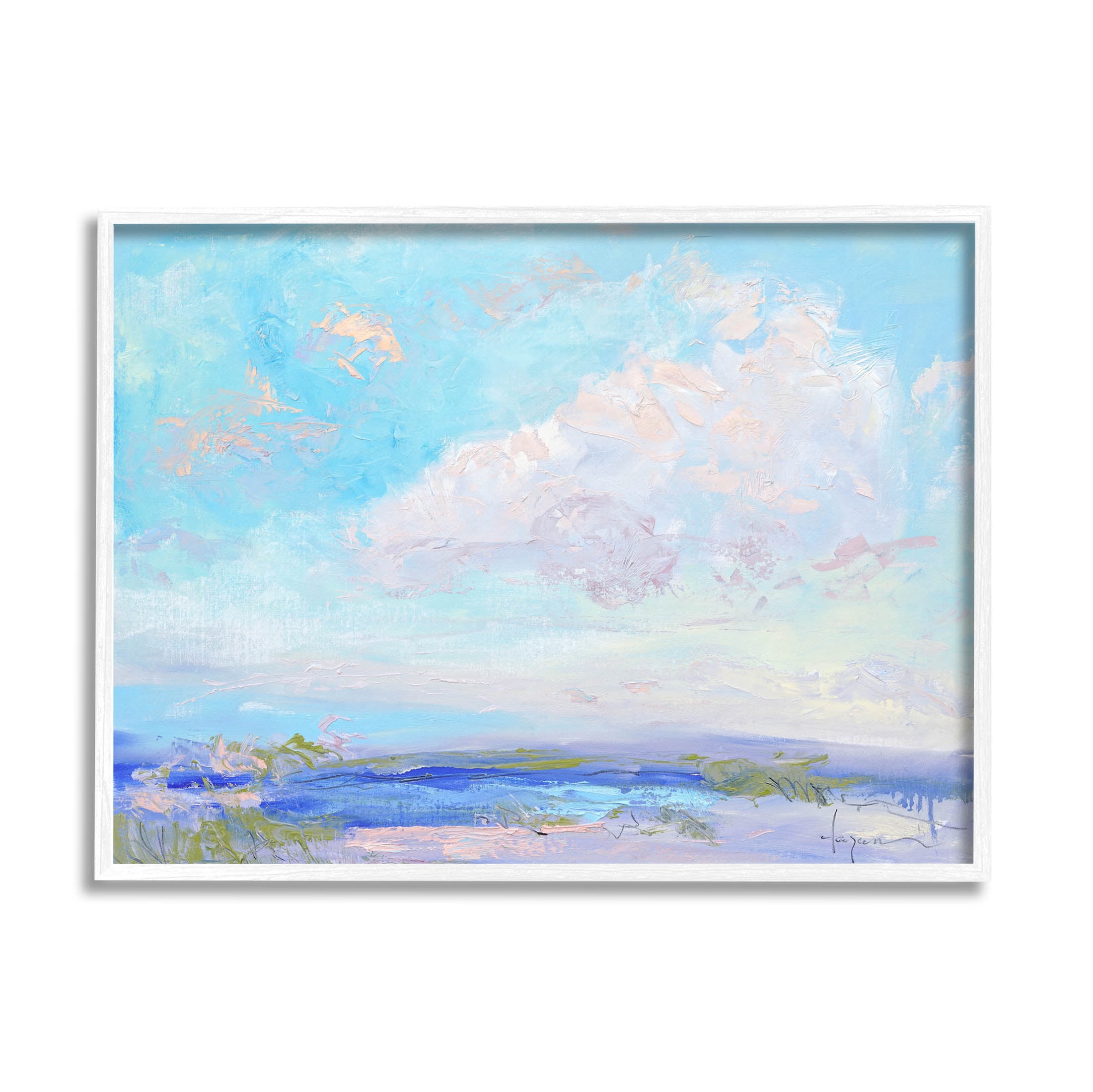 Stupell Industries Cloudy Impressionist Nature Landscape Painting White Framed Art Print Wall Art, Design by Dorothy Fagan