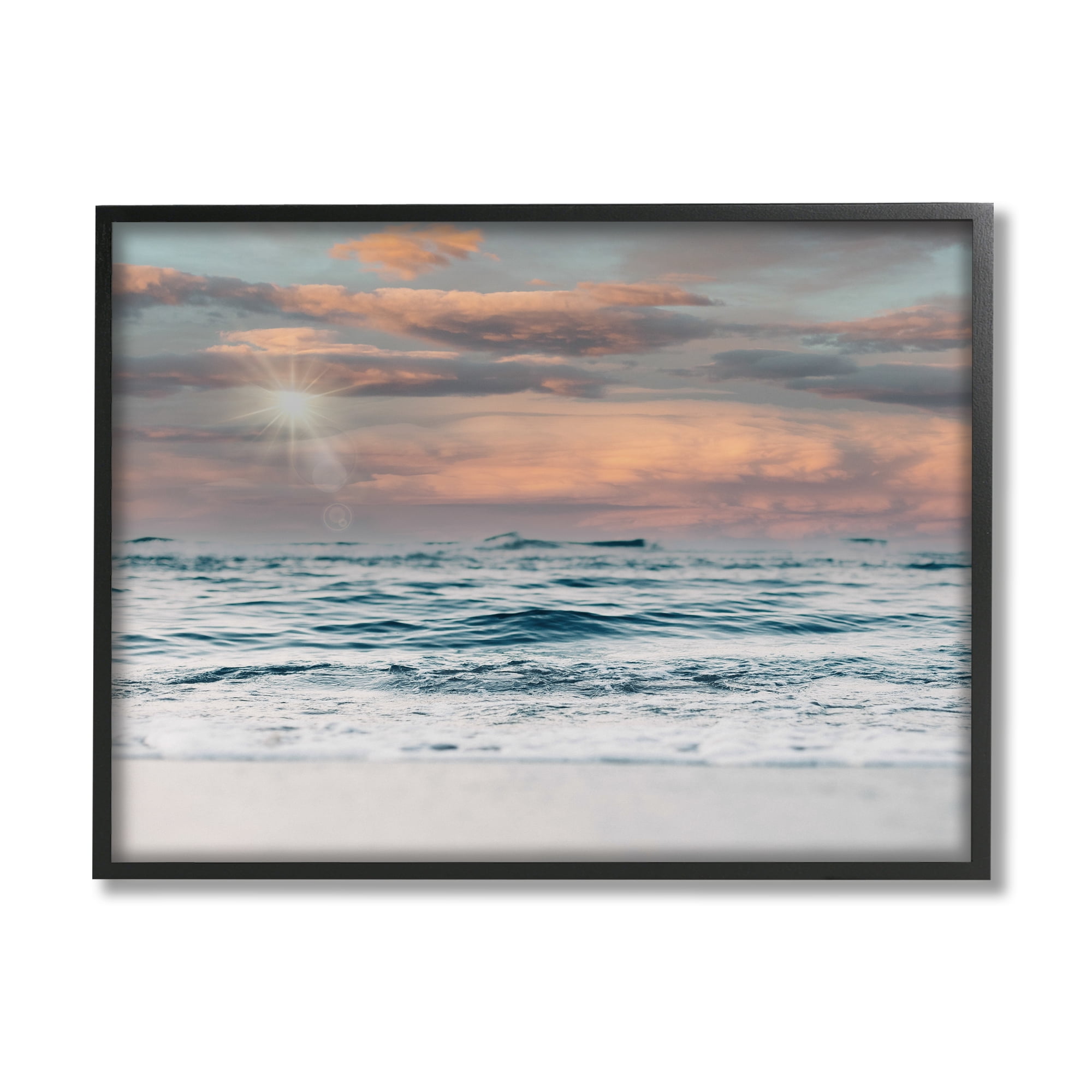 Stupell Industries Cloudy Morning Red Sky Beach Horizon Design, 20 x 16, Design by Tara Moss