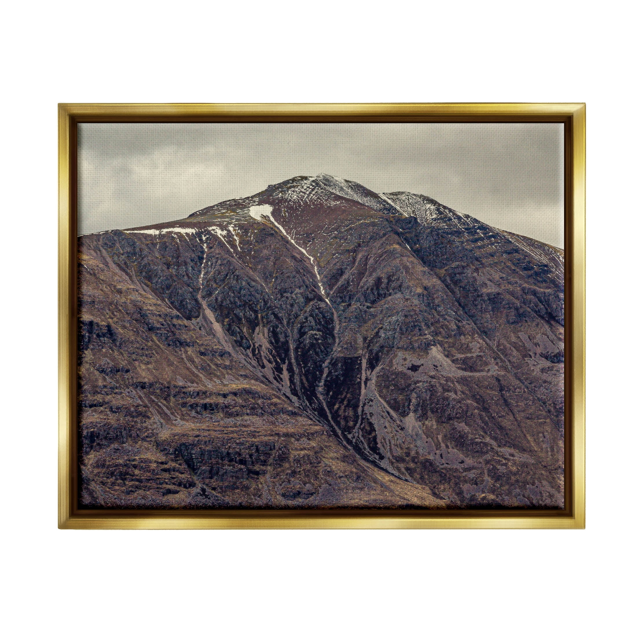 Stupell Industries Cloudy Mountain Peak Slope Photograph Metallic Gold Floating Framed Canvas Print Wall Art, Design by Lil' Rue