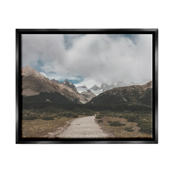 Stupell Industries Cloudy Mountain Peaks Nature Photography Black Floater Framed Art Print Wall Art, 21 x 17