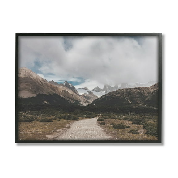 Stupell Industries Cloudy Mountain Peaks Nature Photography Black Framed Art Print Wall Art, 14 x 11