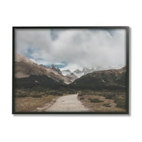 Stupell Industries Cloudy Mountain Peaks Nature Photography Black Framed Art Print Wall Art, 14 x 11