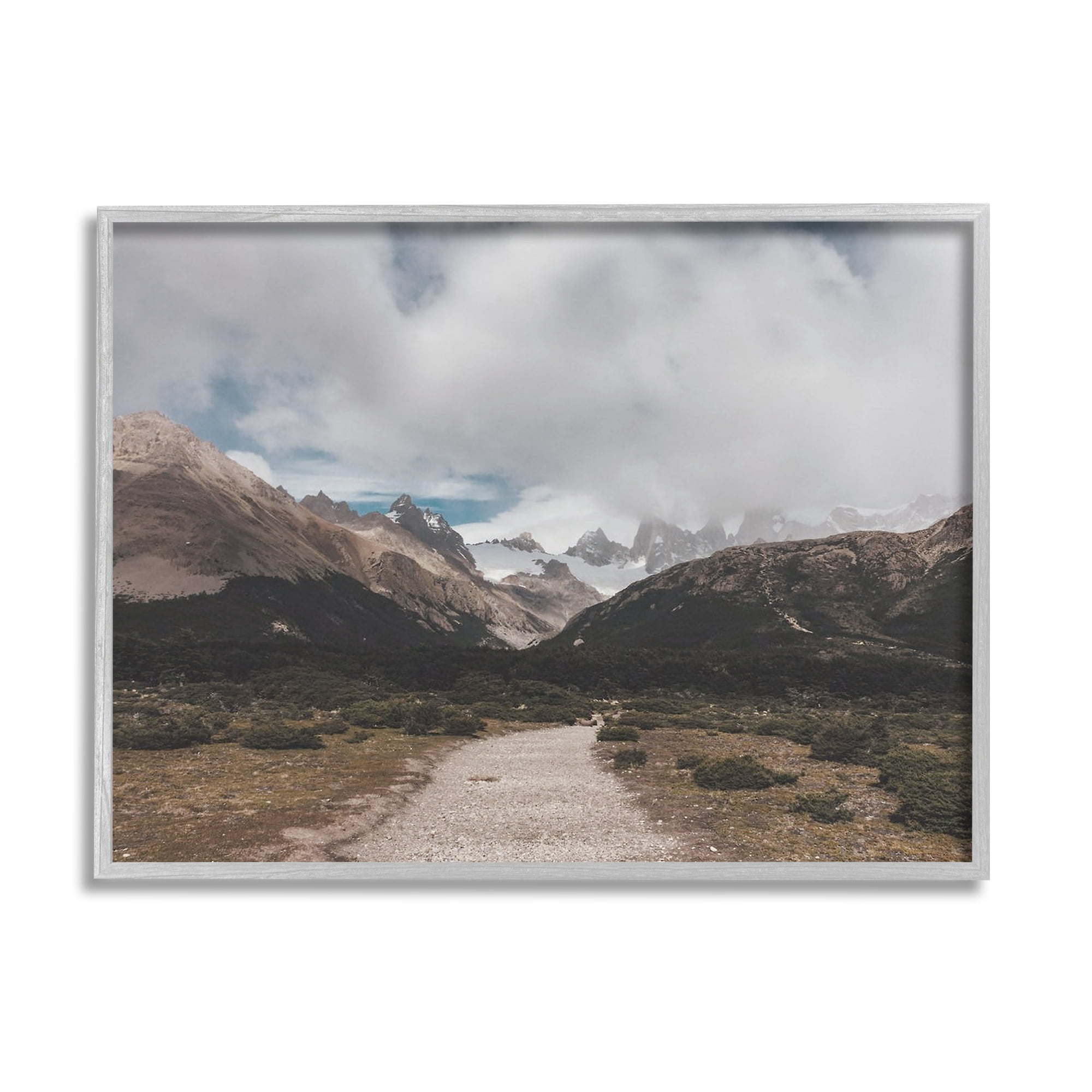 Stupell Industries Cloudy Mountain Peaks Nature Photography Gray Framed Art Print Wall Art, 30 x 24
