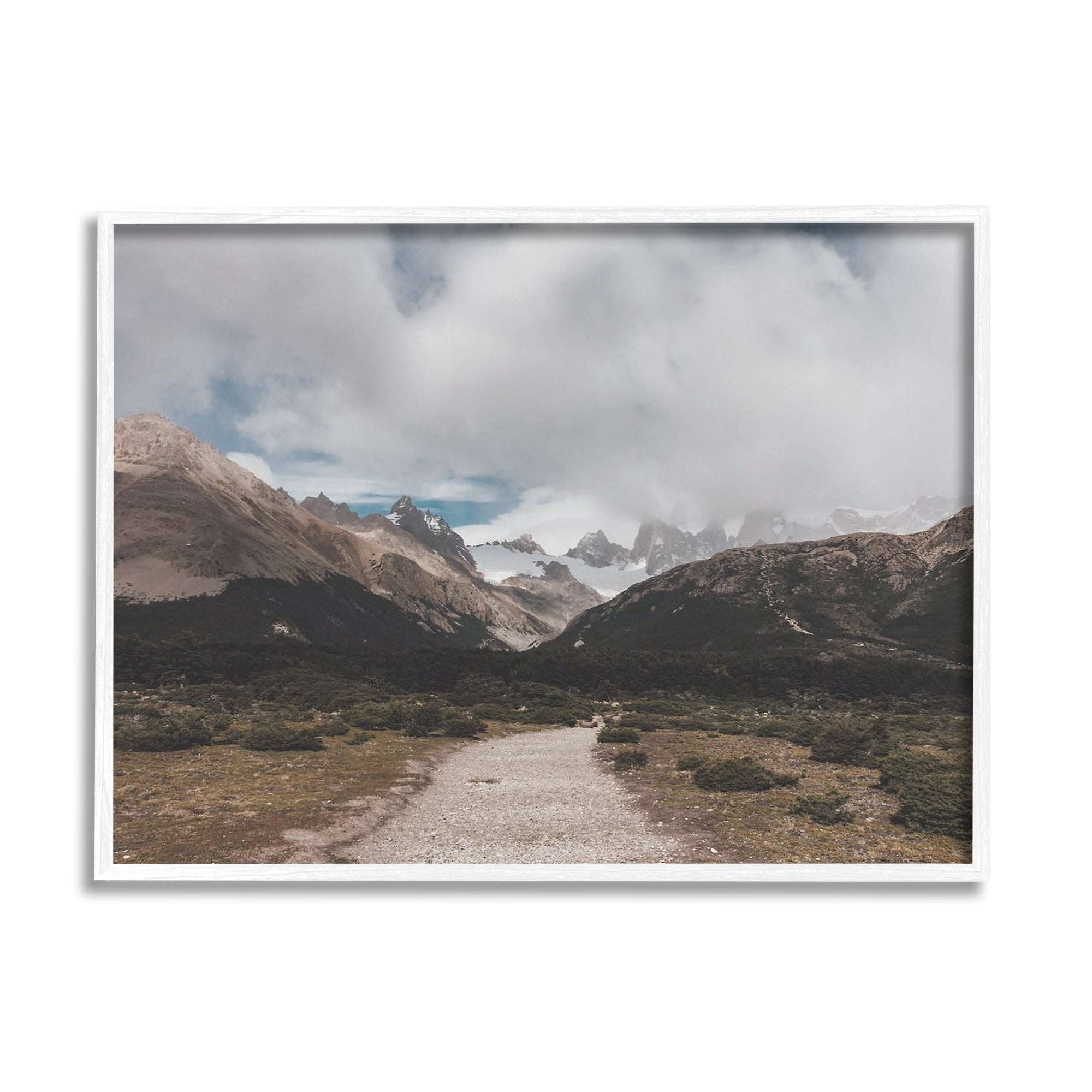 Stupell Industries Cloudy Mountain Peaks Nature Photography White Framed Art Print Wall Art, 14 x 11