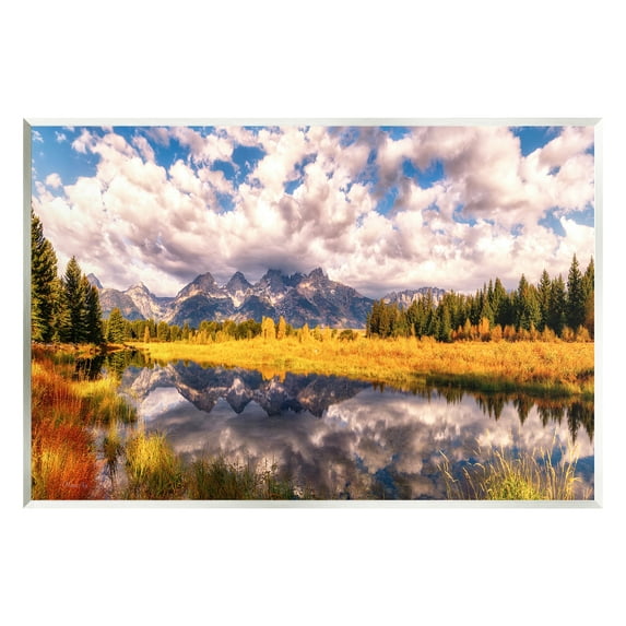 Stupell Industries Cloudy Mountain Pond Nature Photography Unframed Art Print Wall Art, 15 x 10