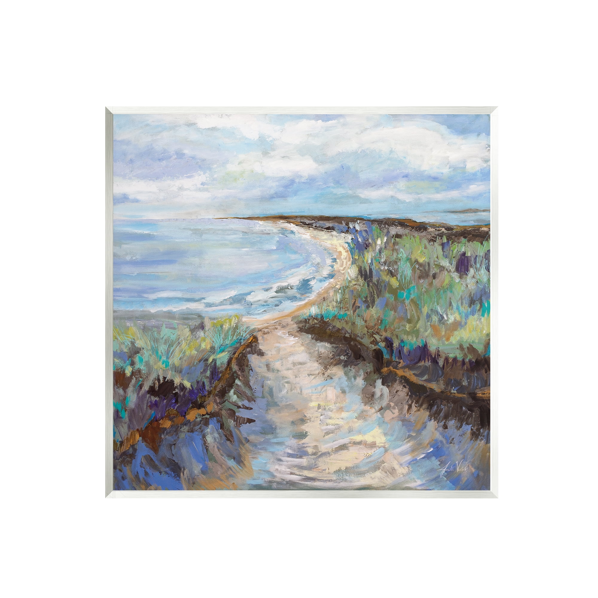 Stupell Industries Cloudy Ocean Coast Painting Nature Painting Unframed Art Print Wall Art, 12 x 12