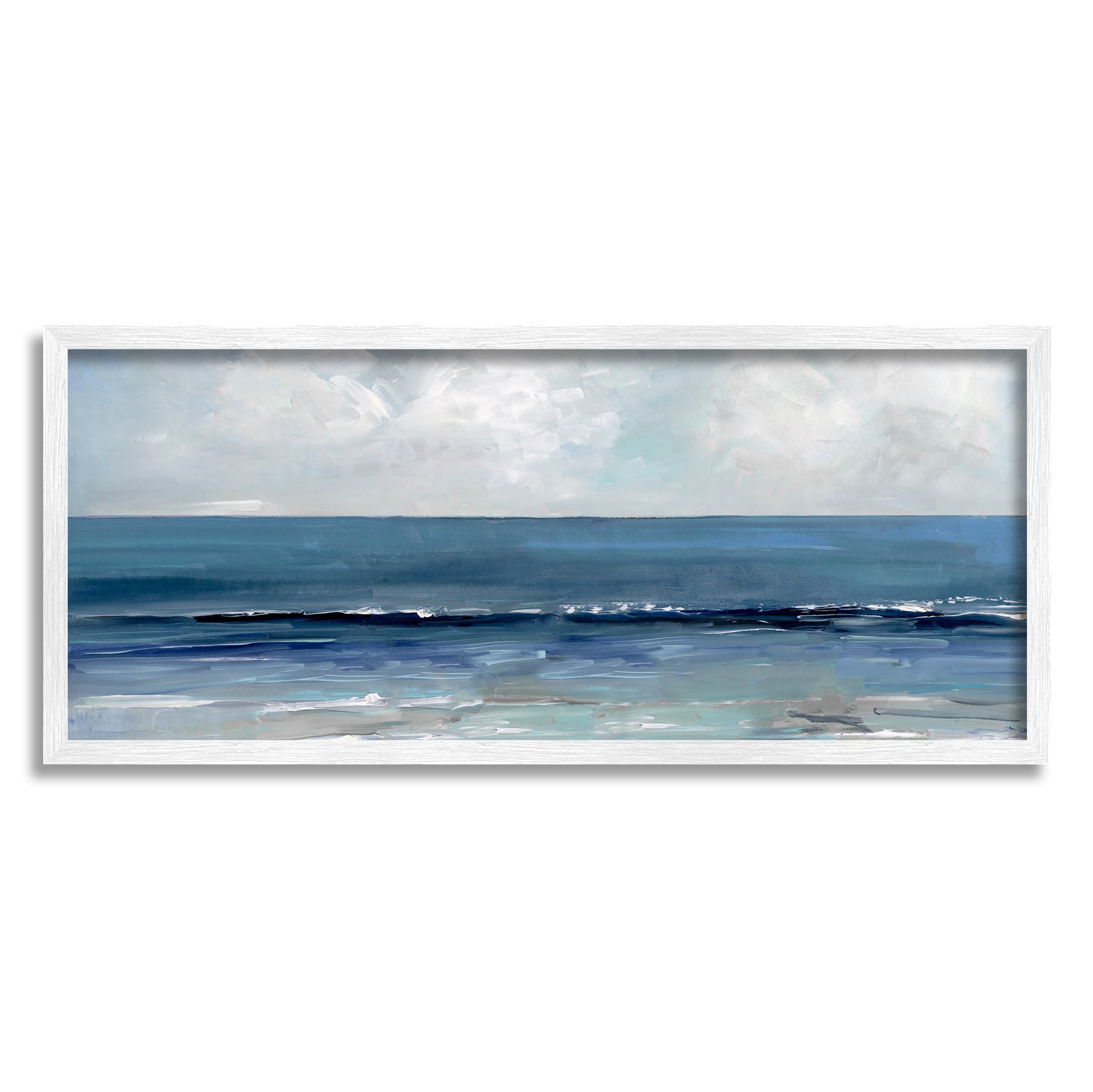 Stupell Industries Cloudy Ocean Waves Horizon Painting White Framed Art Print Wall Art, Design by Sally Swatland