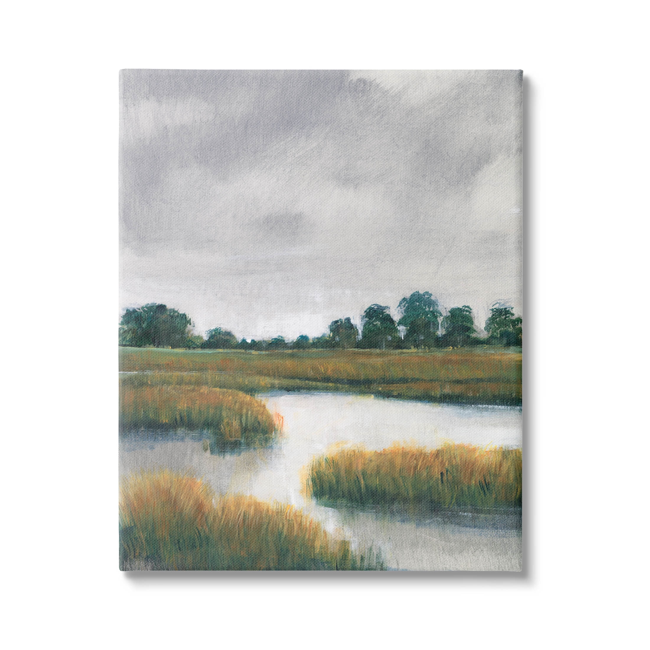 Stupell Industries Cloudy Rural Marsh Landscape Painting Gallery Wrapped Canvas Print Wall Art, Design by Tim OToole